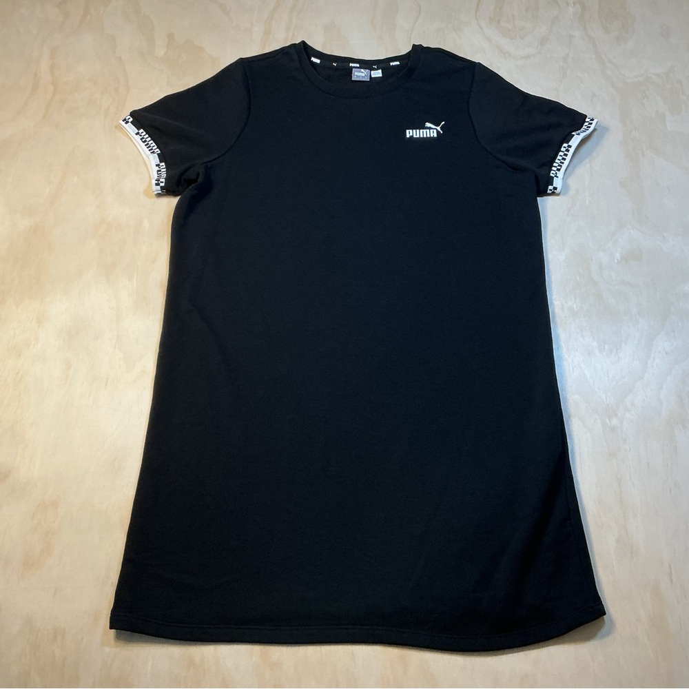 Puma Black Tee Dress with Checkered Puma Sleeves